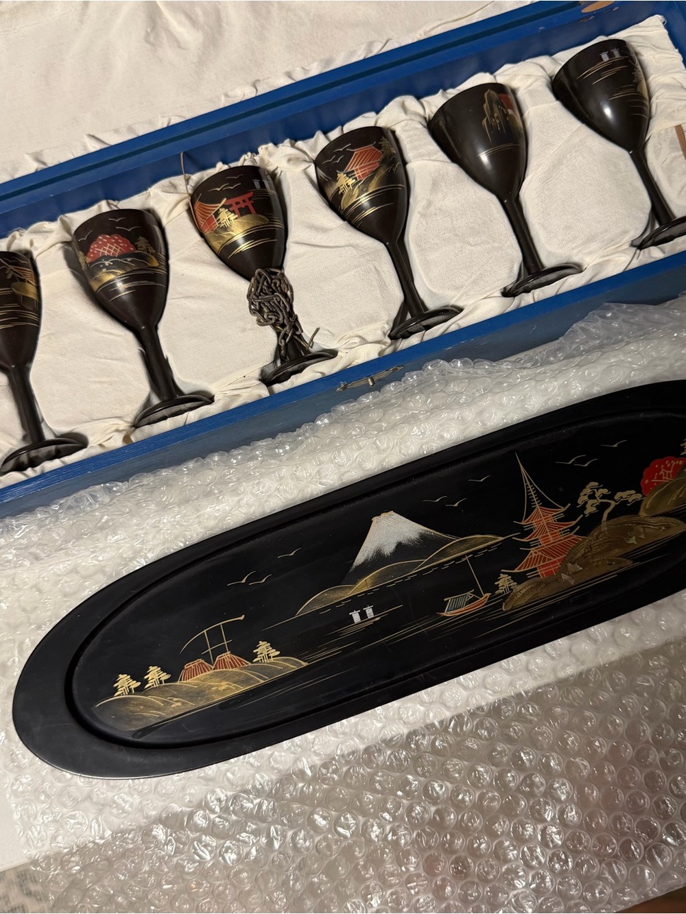 Vintage Japanese Chalace Sake Set with tray
